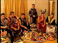 When they come back to the palace, a fine banquet is set out to nourish the horny boys