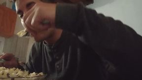 Having a quick dinner