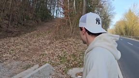 Outdoor Sex in the Woods with My Gay Slut - He Sucked Me Before Taking My Dick Bareback