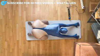 Zentai catsuit girl stretching her wet pussy solo fanny fit fetish mash