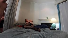 peeping stepson gets caught while masturbating by horny stepmom