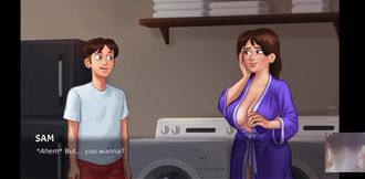 BIG BOOBED MILF STEPMOM WAS SURPRISED! I FUCK HER WHILE DOING LAUNDRY