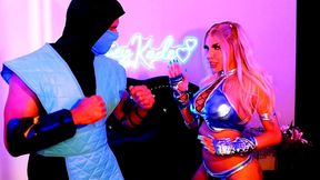 busty blonde brittney kade in kitana cosplay takes sub-zero s bbc