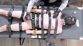 Rubber Twink Strapped Down and Made to Eat His Own Cum