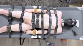 Rubber Twink Strapped Down and Made to Eat His Own Cum
