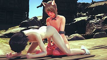 Yaoi Femboy - Sexy CatBoy Femboy sex with his owner Part 1