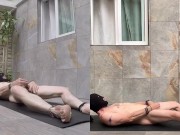 PitFanOne-Terrace Yoga with cum swallowing close up