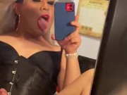 Smooth sissy in the mirror