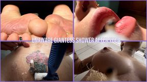 trying to make through unaware giantess's shower time