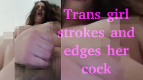 trans girl edges and strokes her cock in bathtub