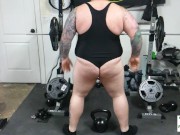 Beefy chubby bear Tyler Nash gets a good leg and booty workout then massages his prostate