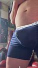 Blue Balls Emptied in Blue Calvins - HUGE CUMSHOT!!!