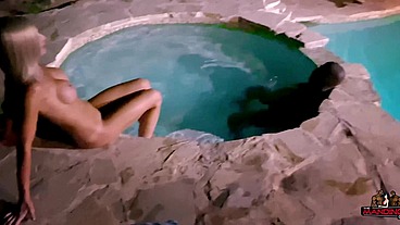 Poolside BBC Gangbang for Blonde Slut Unicorn with Teammates