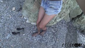 Seamless Pantyhose on the Beach