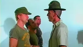 Army threesome with dudes that have large boners