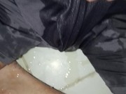 desperate pissing in underwear, I get all wet, close-up, wet panties