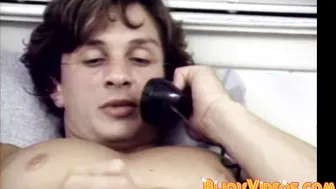 Vintage gay hunks stroke their big cocks and cum together