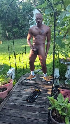 NUDE GARDENING!  Kennie Jai gets an AirBnB and jerks in public