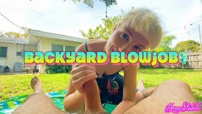 POV Backyard Blowjob with Cute Blonde