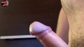 loud guy moaning while cumming hands free, intense orgasm with huge cum load