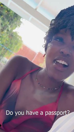 She winked while pouring my drink... this 18YO EBONY WAITRESS got FACE FUCKED back in the hotel   Clip 1