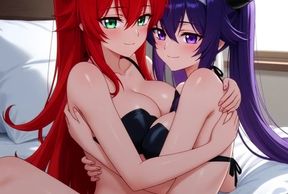 Rias Gremory and Akeno in an intimate moment full of passion - Adult version