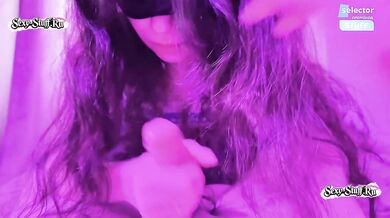 Alt goth girl sloppy face fucks then gushes cumshot POV