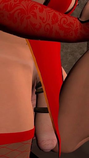 Super Thick Shemale Plays with the Dick of Her Prisoner