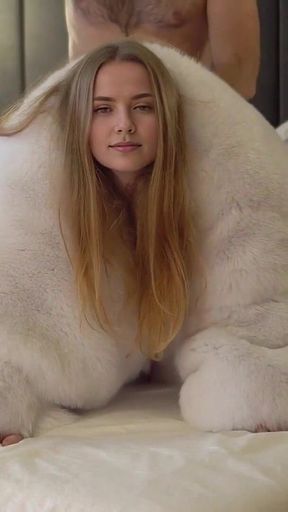 Luxury Babe in Soft White Fox Fur Coat Loves to Be Fucked