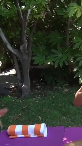Morning yoga and scissoring are precisely what the two lesbians needed to relieve stress   Clip 2