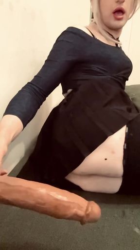 A enormous fuck stick with a wand instantaneously spreads the bouncy crevice of a insatiable sissy Cum1ra