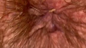 Close up hairy ass hole