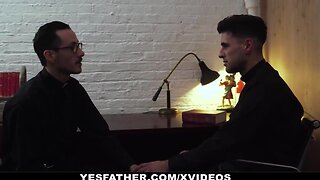 Twink sucks cock in church gloryhole