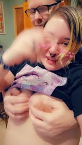 Goth Girl Gets Caught Flashing Boobs By Daddy