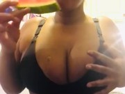 Juicy Watermelon & Titts Eating by Onlyfans Model Jogoldstein