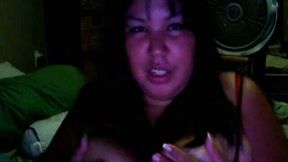Playful BBW Latina webcam bitch licks and squeezes her melons