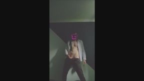Masturbating In Halloween Mask And Cumming