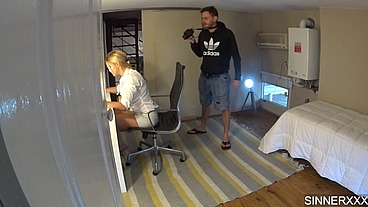BEHIND THE SCENES - FILMING HORNY OFFICE WIFE POV - CHERRY KISS
