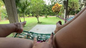 Colombian peasant woman masturbates outside her house for the neighbors to watch her