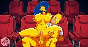 Busty Marge Simpson destroyed by deep anal in cinema hentai