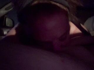 Hawt redhead gives astounding oral-job in car