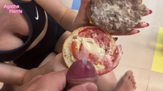 He came in a burger and I fed a colleague