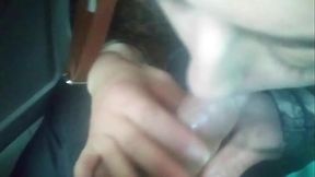 Busty babe gives public blowjob on bus to stranger