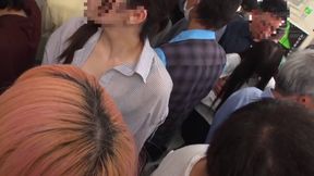 Shy college girl moans as her full breasts bounce under blindfold