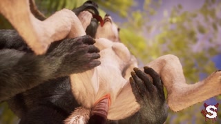 Sexy furry girl fucks huge cock to squirt in extreme wild life sex