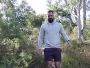 College Stud with Big Cut Cock Wanks Outdoors in Aussie Bush