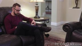 Inked gay Andy Taylor rimmed and hard bareback ass drilled