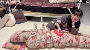 Fluffy Blanket Mummy Handjob