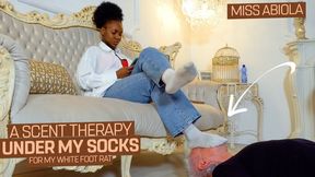 My special scent therapy under my socks for my white foot rat ( Sock Domination with Miss Abilola ) - 640p wmv