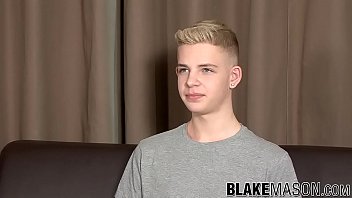 Twink blond Alex Silvers interview and masturbation cumshot